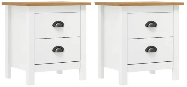 Bedside Cabinet Hill 2 pcs White 18.1"x13.8"x19.5" Solid Pine Wood