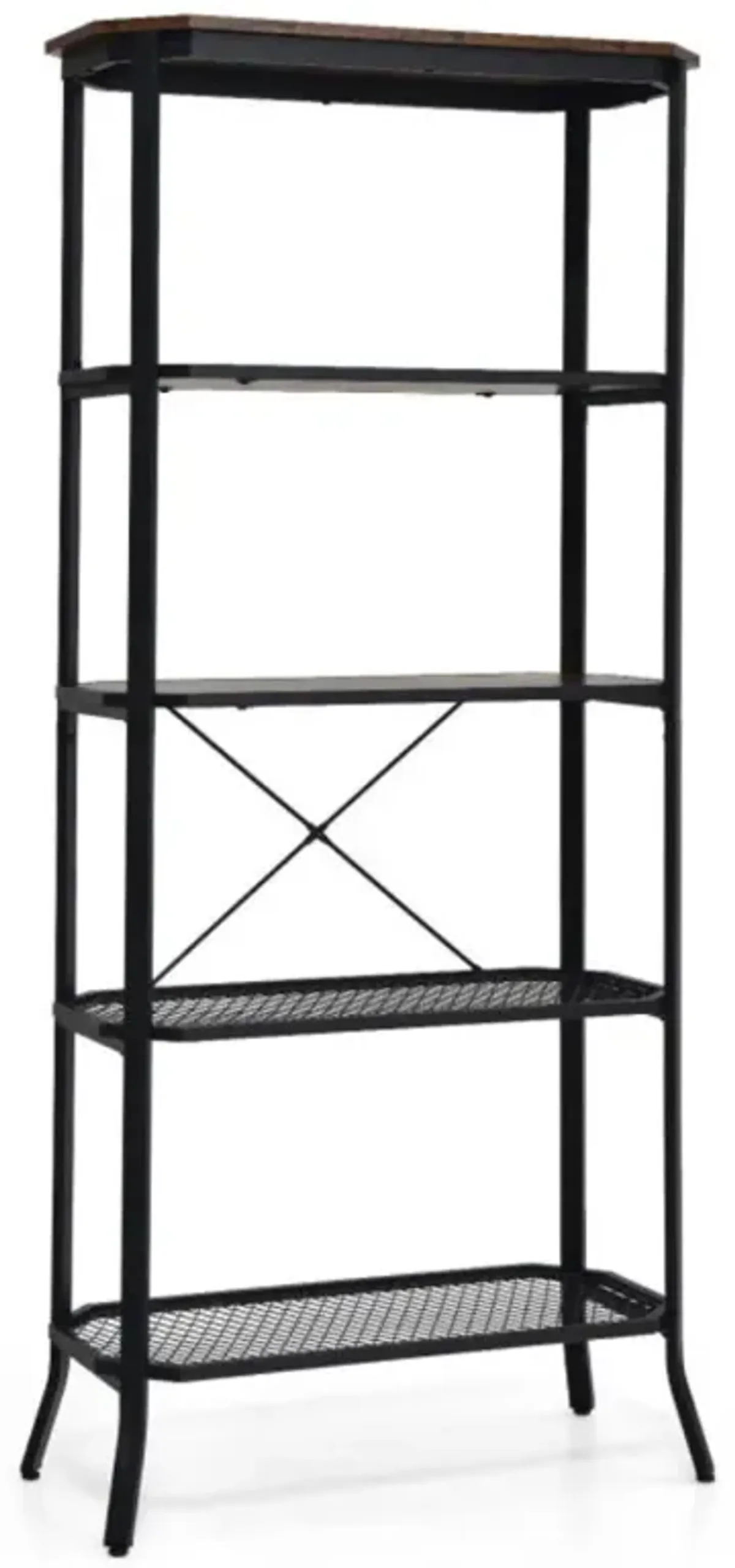 Hivvago Industrial 5-Layer Bookshelf with Out-Stretched Legs-Rustic Brown