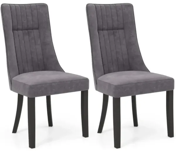 Hivvago Channel Tufted Dining Chairs Set of 2 Upholstered Kitchen Side Chairs with High Backrest