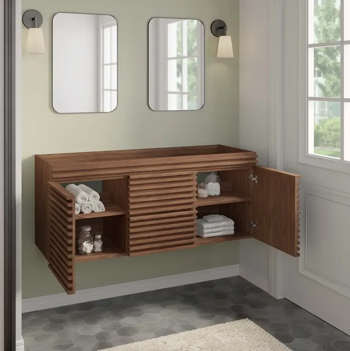 Render 48" Wall-Mount Bathroom Vanity Cabinet