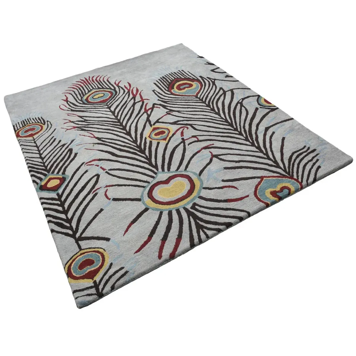 RUGSOTIC CARPETS HAND TUFTED WOOL ECO-FRIENDLY AREA RUGS  - 6'x9', Rectangle Shape, Silver, Contemporary Modern Design, High Pile Thick Handmade Area Rugs for Living Room, Bed Room (K09342)