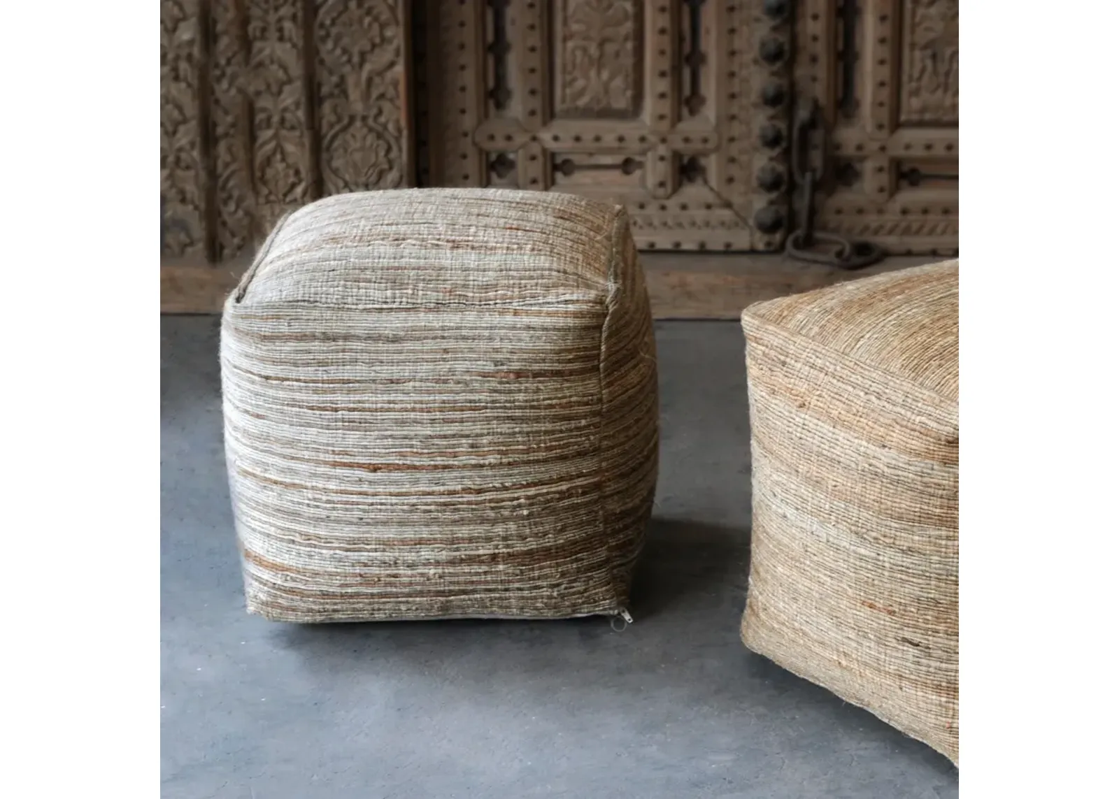 Uttermost Shiro Beige Pouf