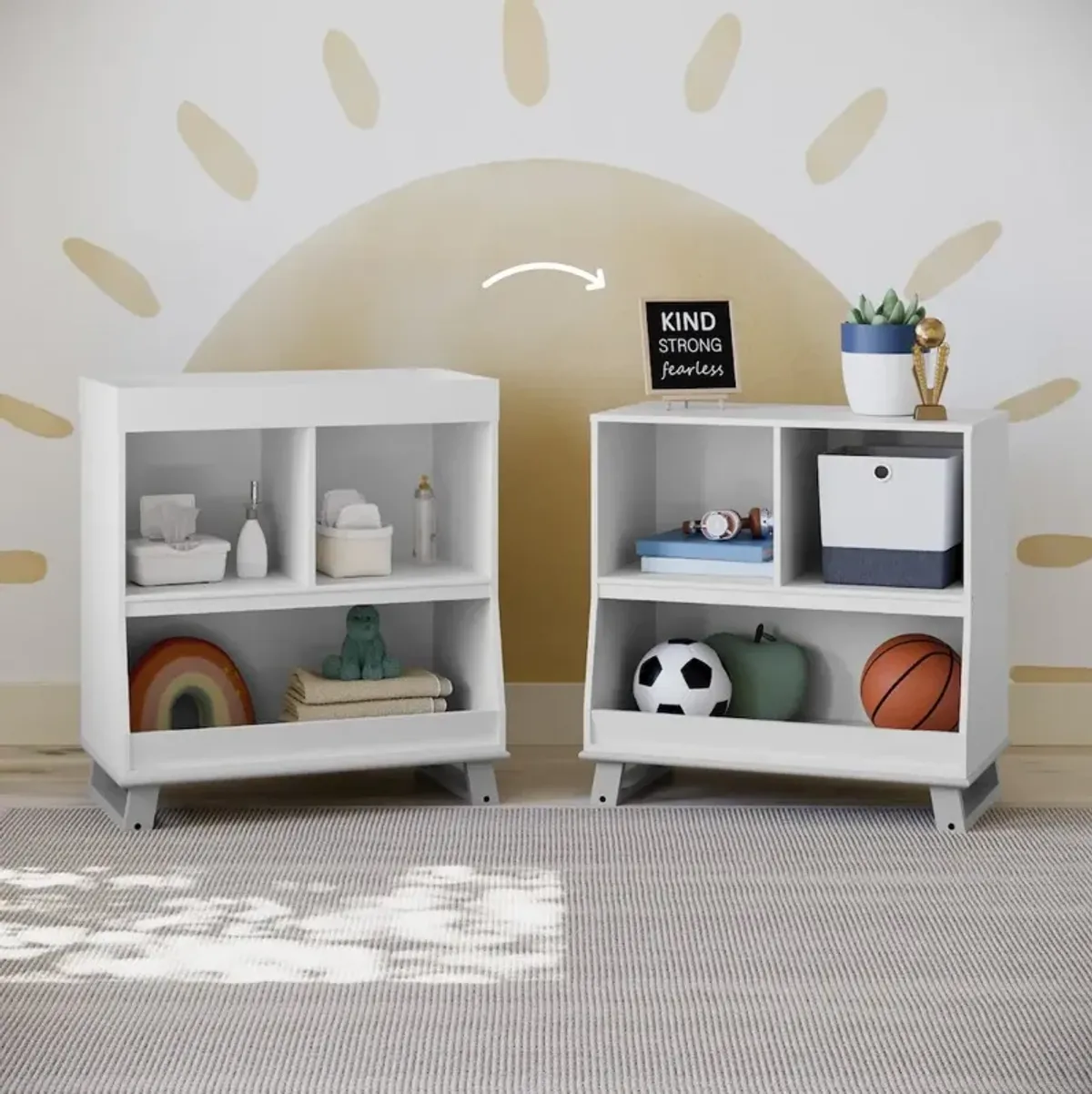 Storkcraft Modern Changing Table with Storage and Removable Topper