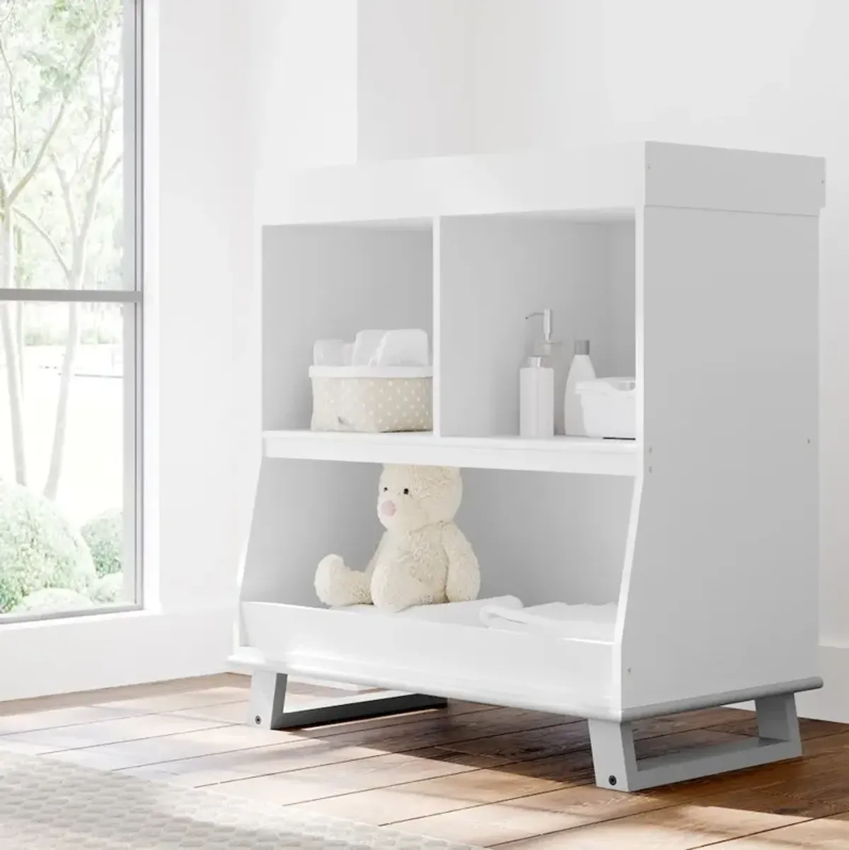 Storkcraft Modern Changing Table with Storage and Removable Topper