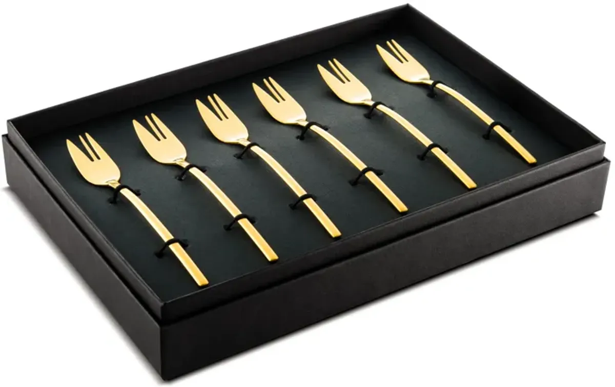 Due Ice Gold Cake Fork Set 6 Pieces