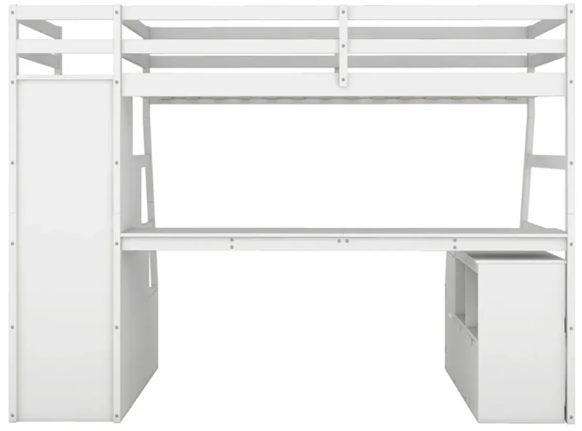 Merax Loft Bed with 7 Drawers and Desk