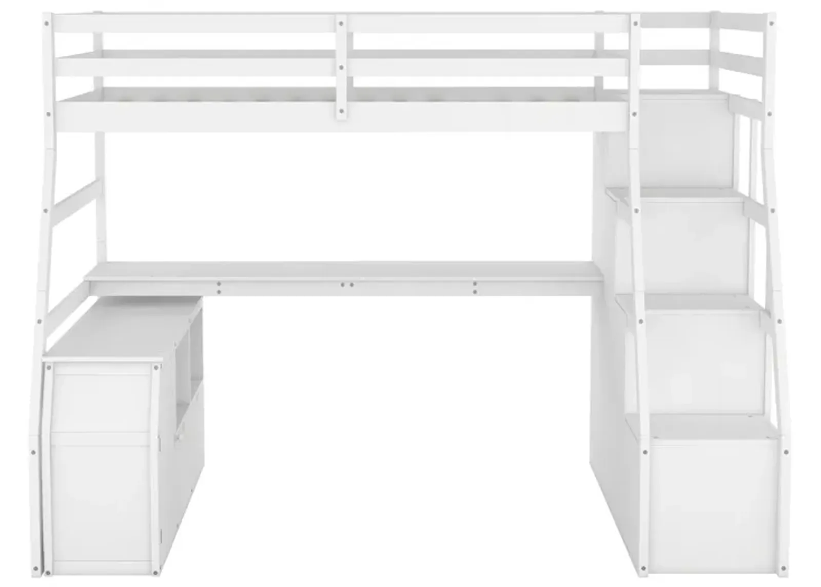 Merax Loft Bed with 7 Drawers and Desk