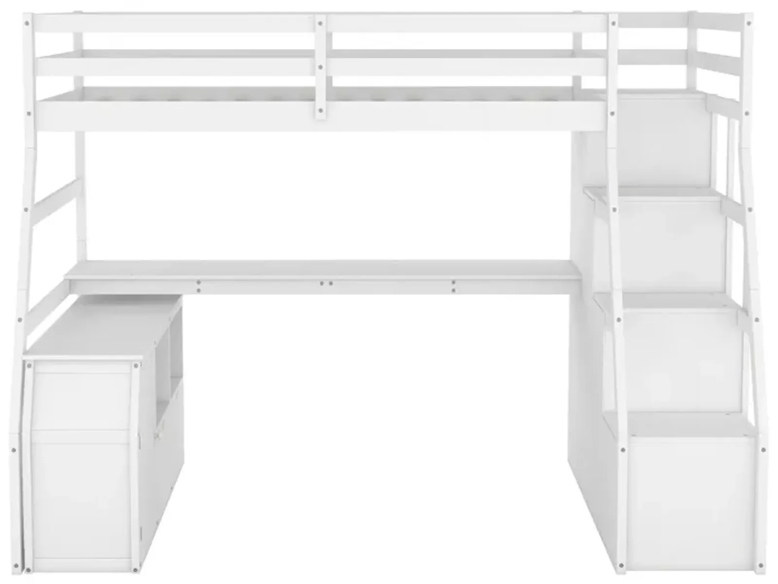 Merax Loft Bed with 7 Drawers and Desk