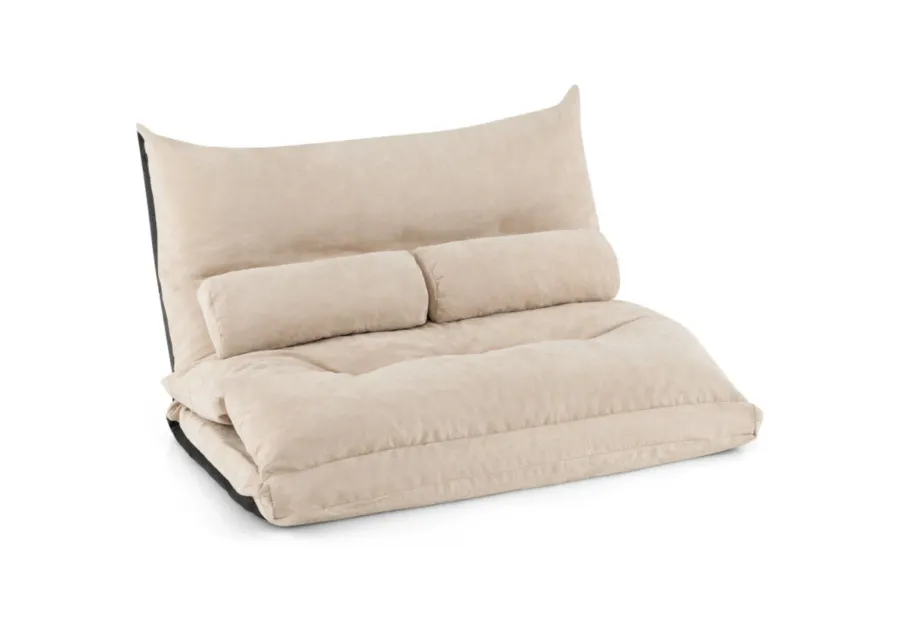 Adjustable Floor Sofa Bed with 2 Lumbar Pillows