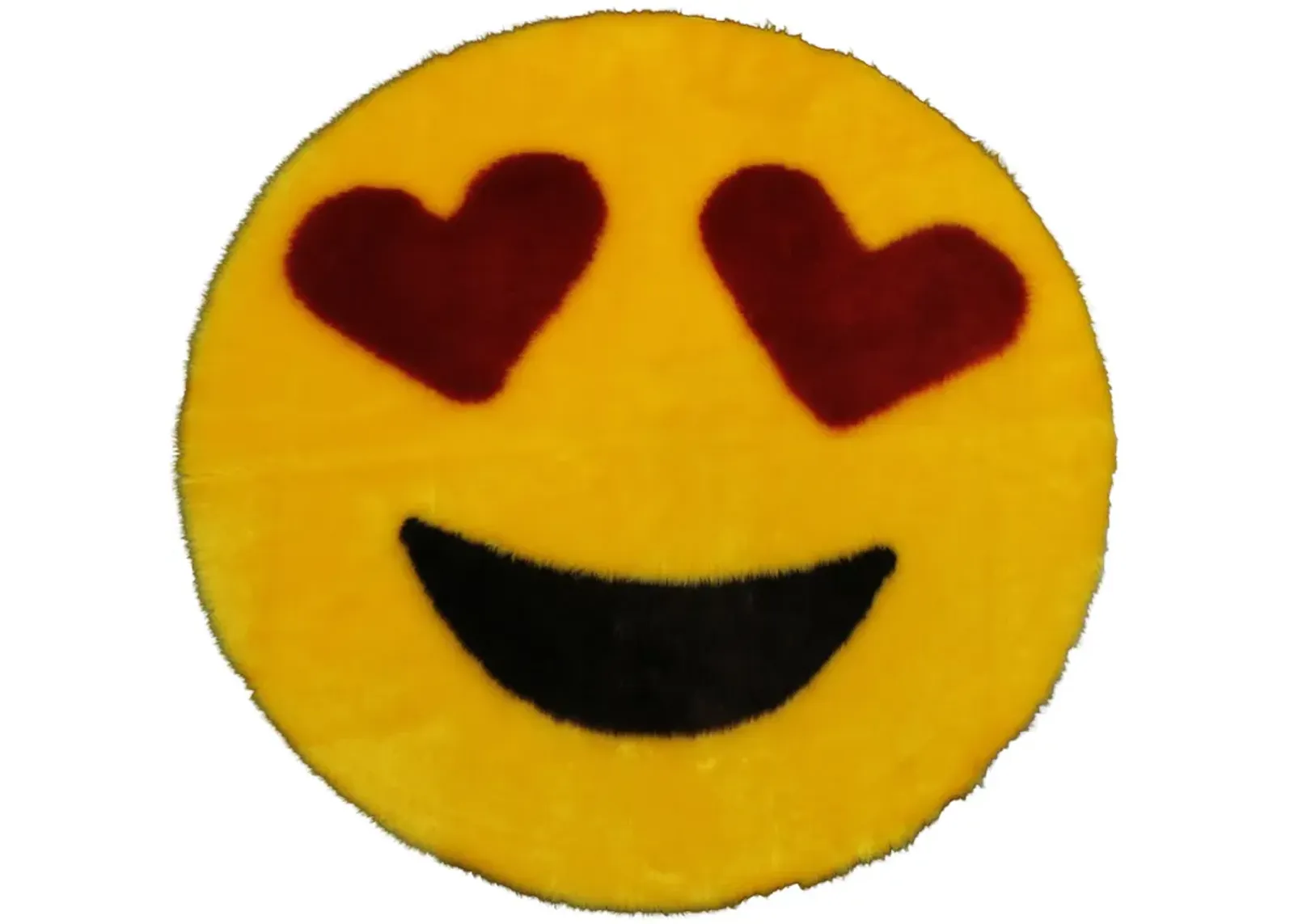 Walk on Me Emoji Faux Fur Soft and Cute 26 in. Heart Eyes Area Rug Made in France