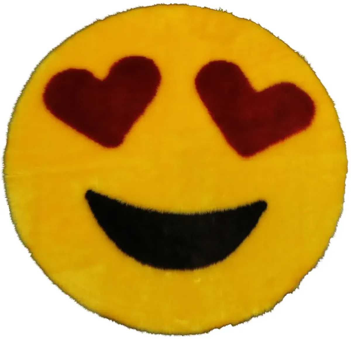 Walk on Me Emoji Faux Fur Soft and Cute 26 in. Heart Eyes Area Rug Made in France