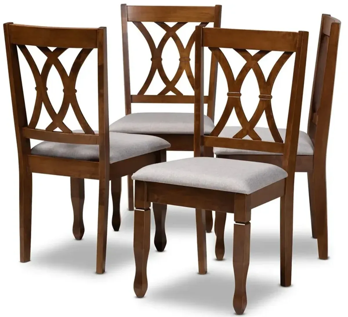 Walnut Brown Finished Wood 4-Piece Dining Chair Set Set