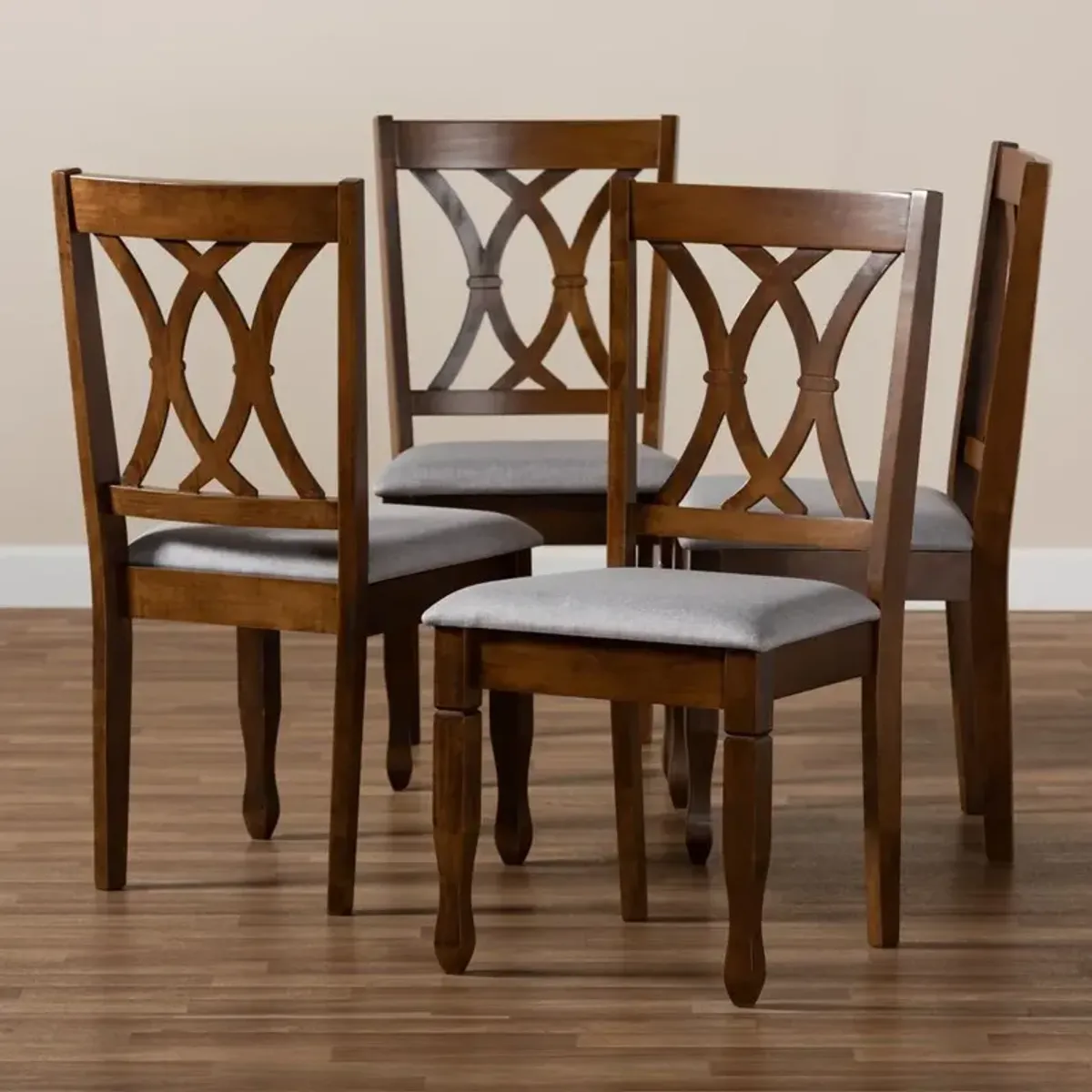 Walnut Brown Finished Wood 4-Piece Dining Chair Set Set