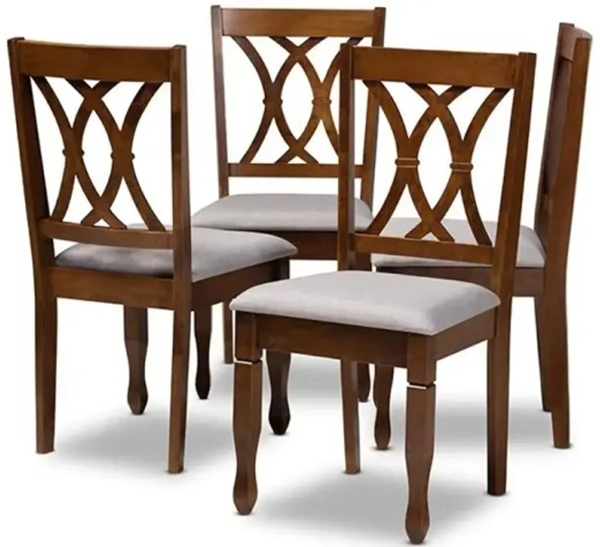 Walnut Brown Finished Wood 4-Piece Dining Chair Set Set