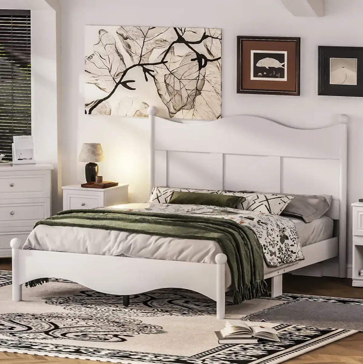 Merax Elegant Design Wood Platform Bed with Headboard