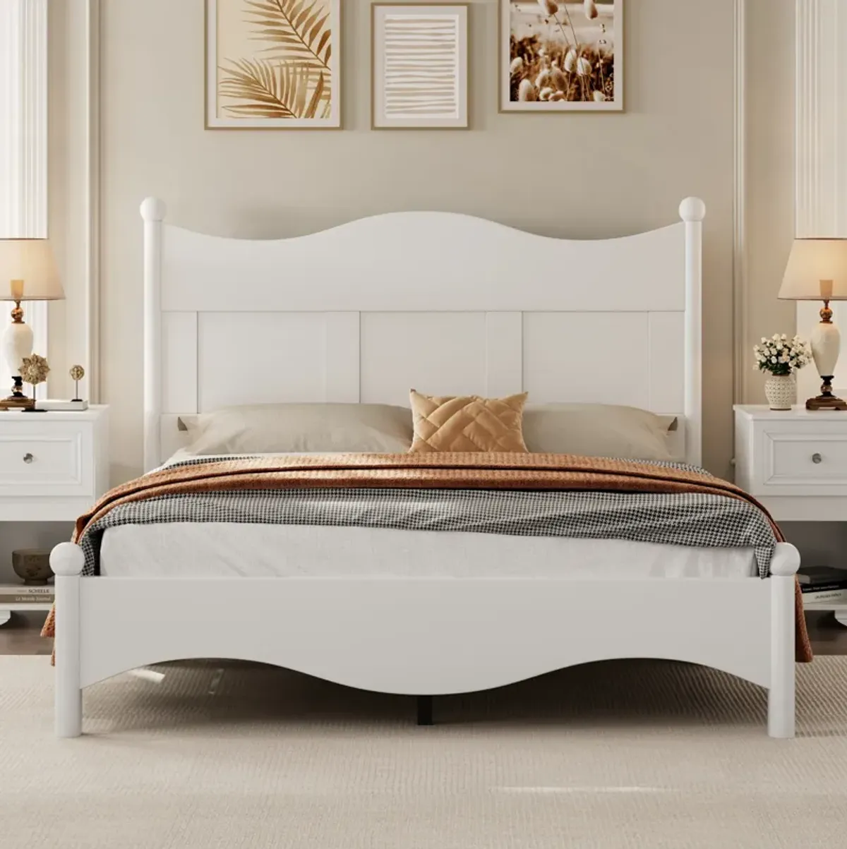 Merax Elegant Design Wood Platform Bed with Headboard