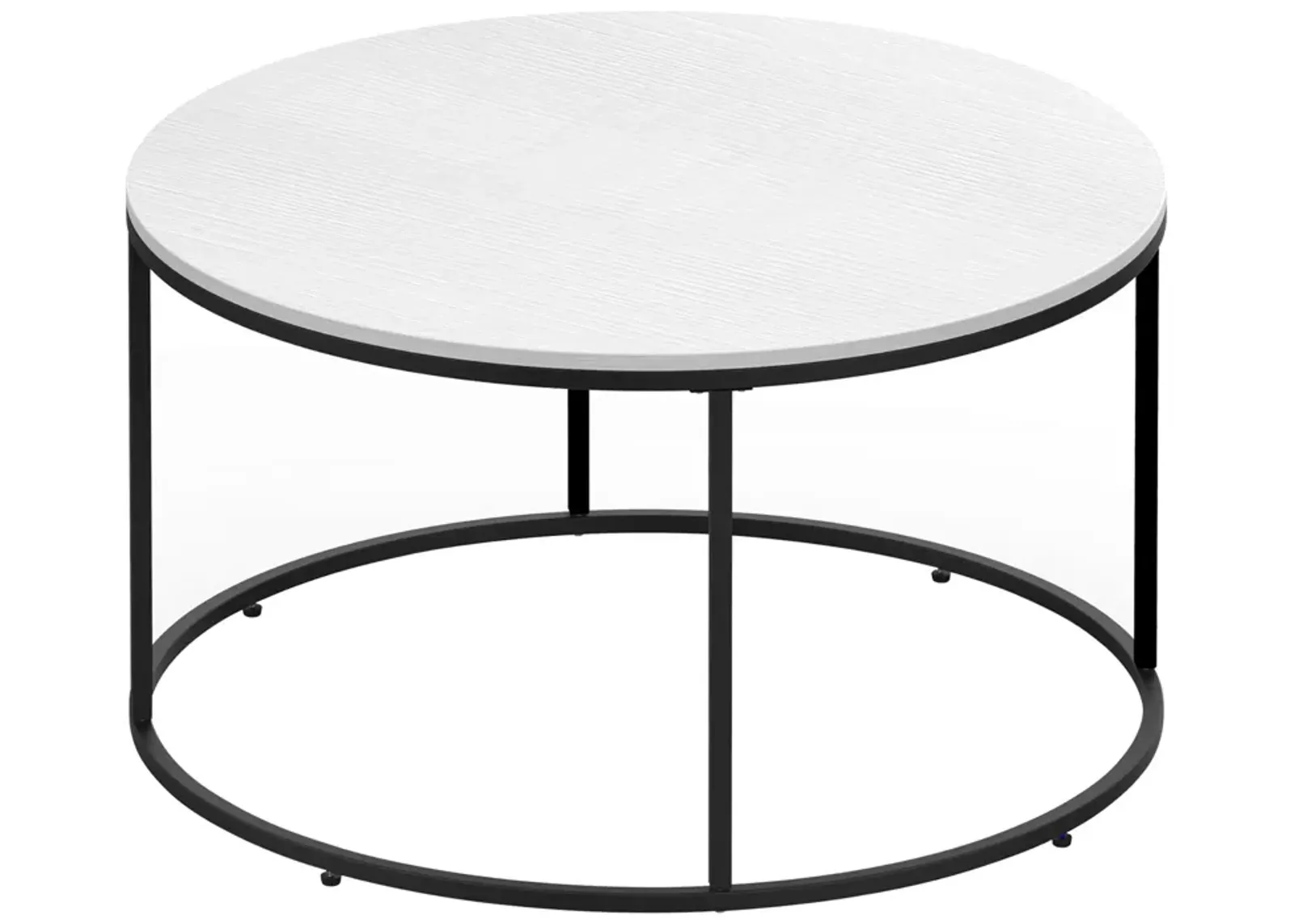 Minimalist Centerpiece: 32" White Round Coffee Table with Black Frame