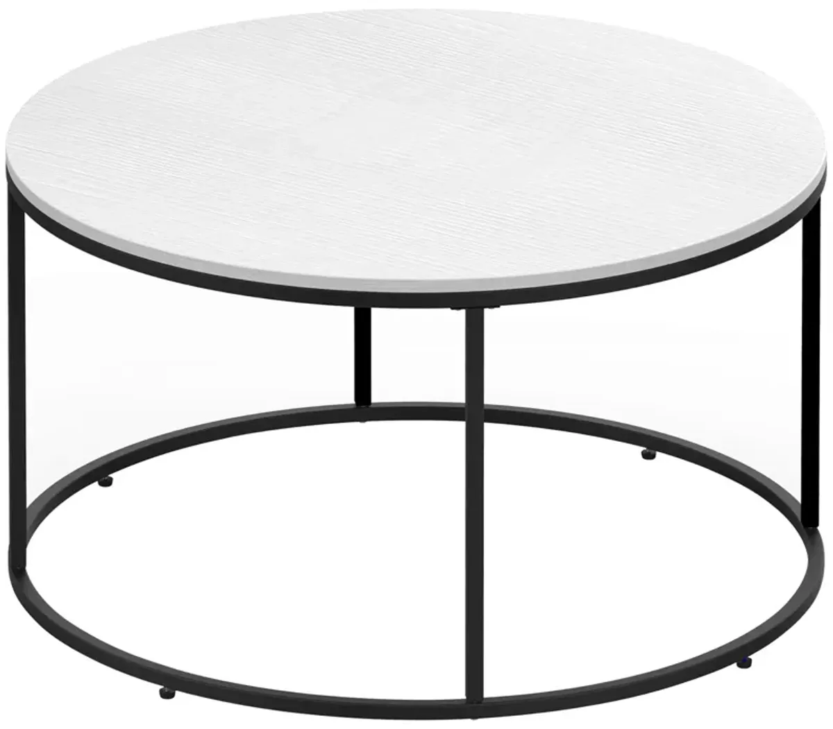 Minimalist Centerpiece: 32" White Round Coffee Table with Black Frame