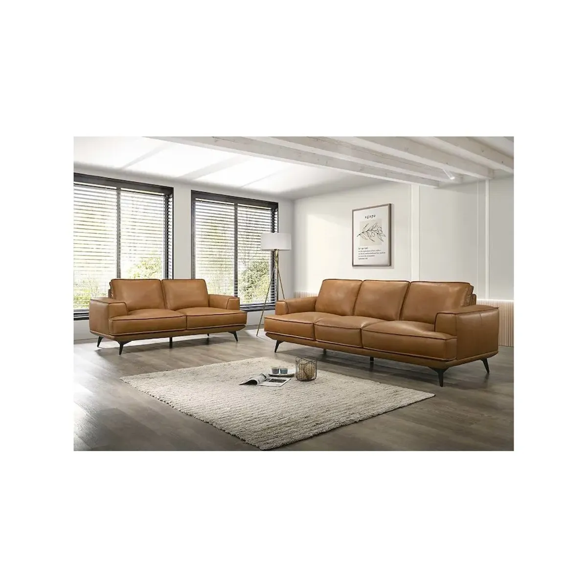 Porter Designs Pirelli Full-Grain Leather Loveseat, Brown