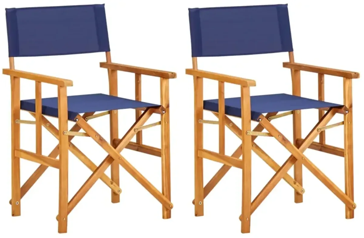 vidaXL Director's Chairs 2 pcs Solid Acacia Wood Blue