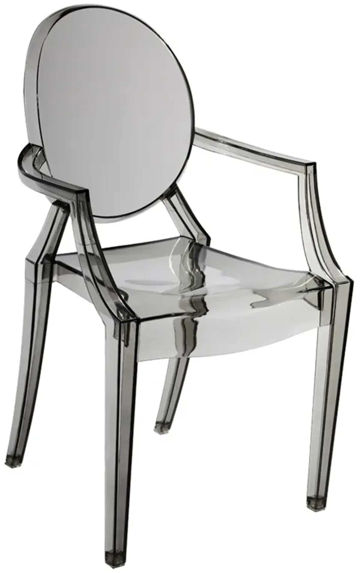 Lily 4pc Indoor Outdoor Dining Armchairs, Clear Gray Plastic - Benzara