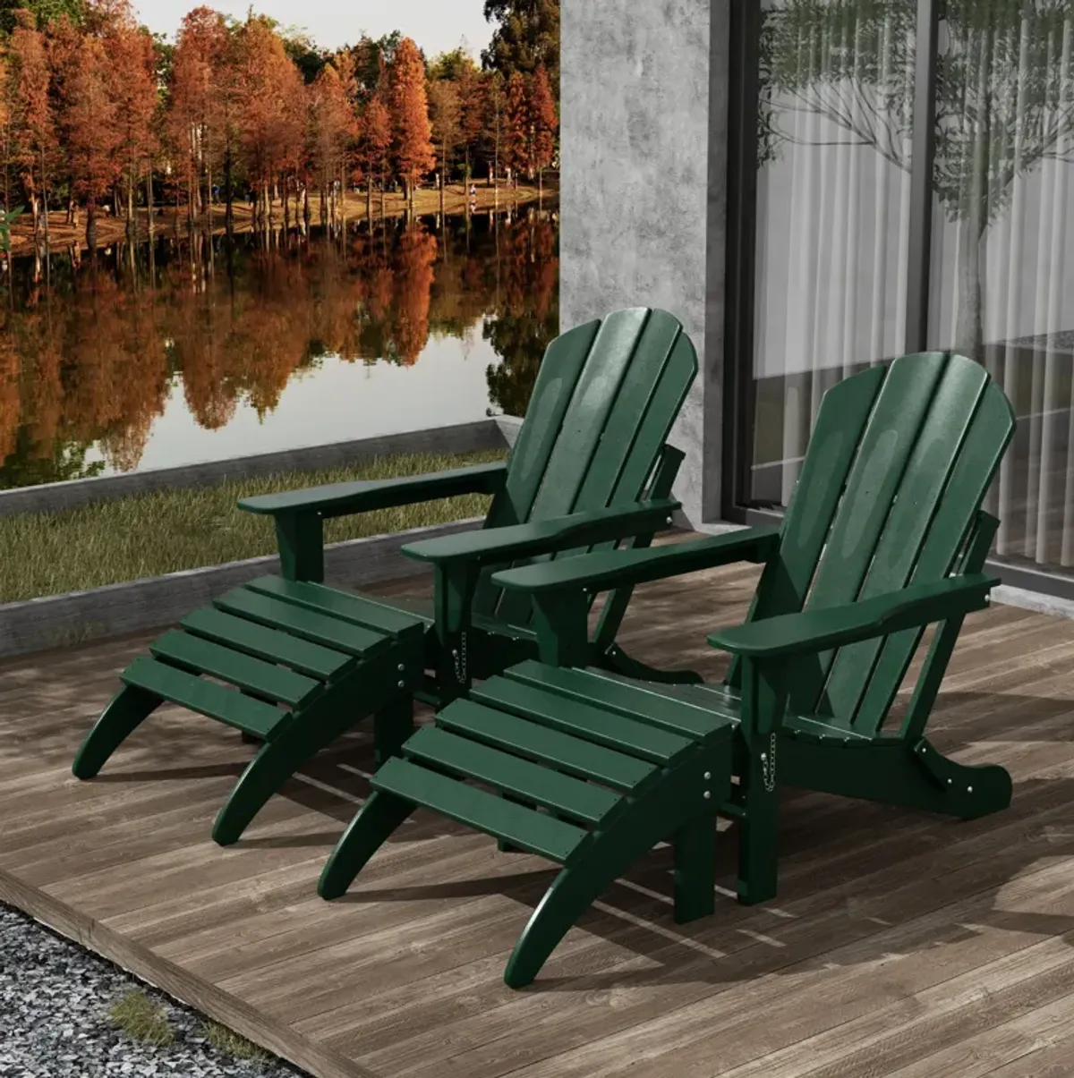 WestinTrends 4-Piece Folding Adirondack Chair With Footrest Ottoman Set