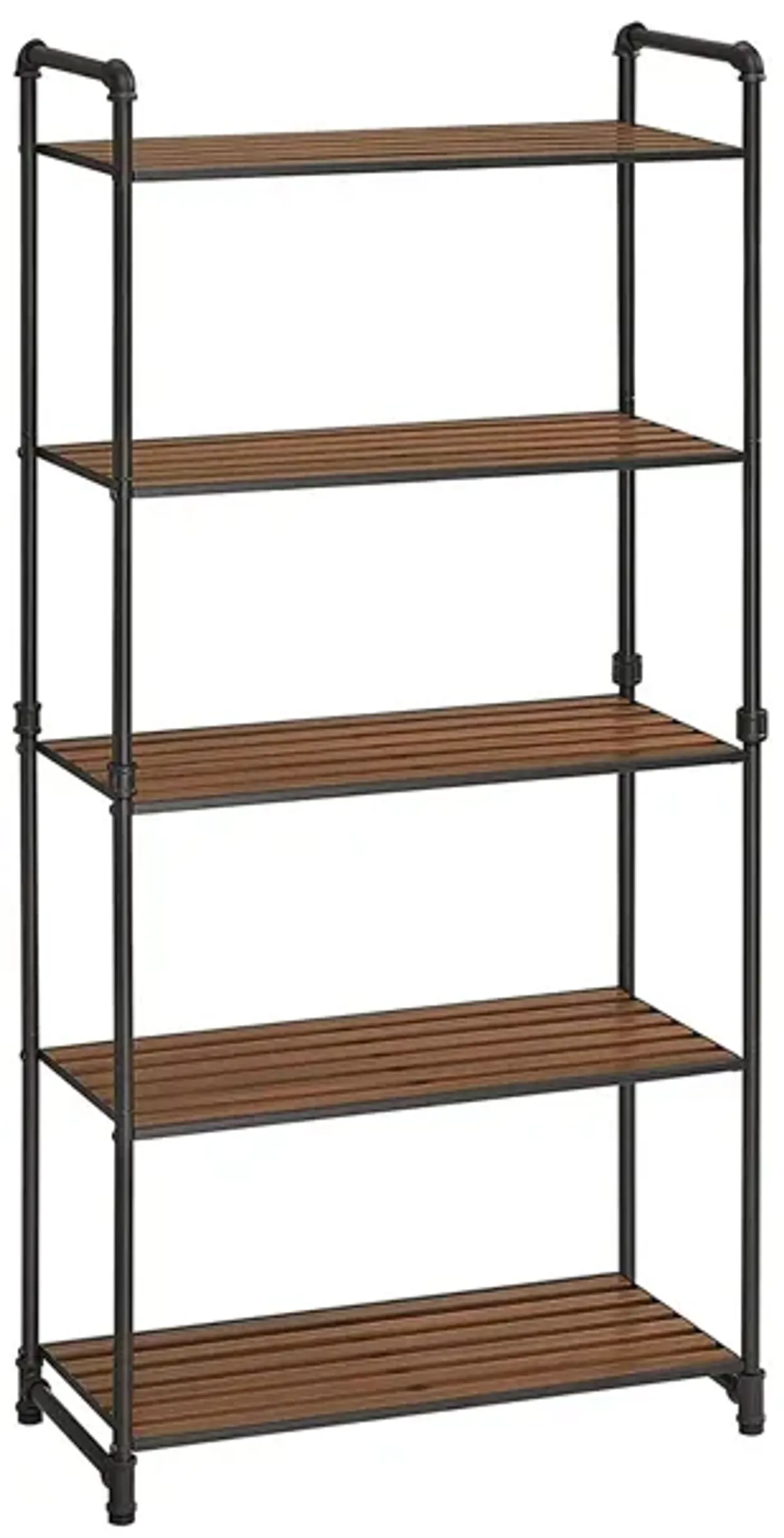 5-Tier Rustic Brown & Black Shelving Unit – Perfect for Bathroom & Living Space