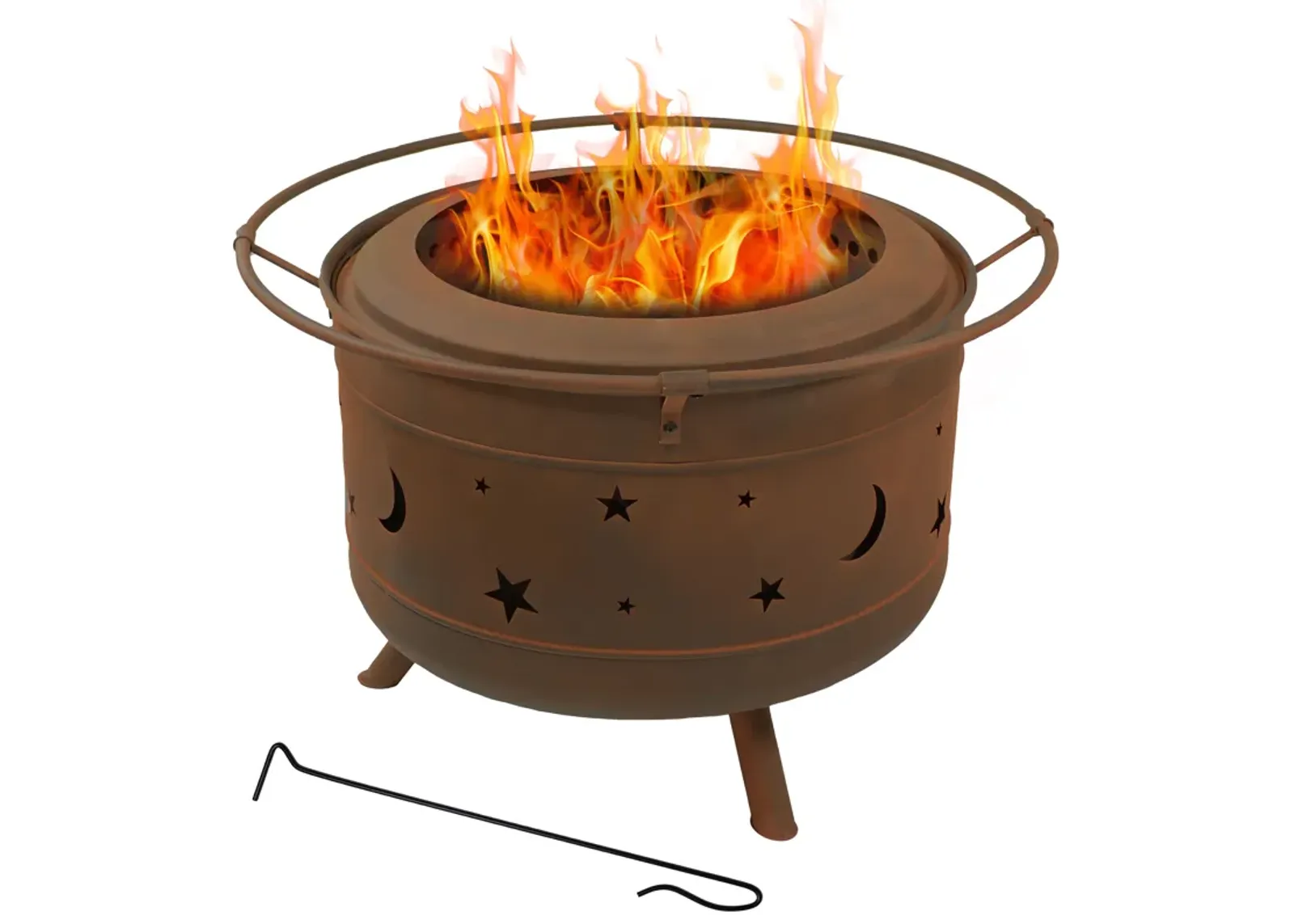 Sunnydaze 30 in Cosmic Steel Smokeless Fire Pit with Log Poker and Cover