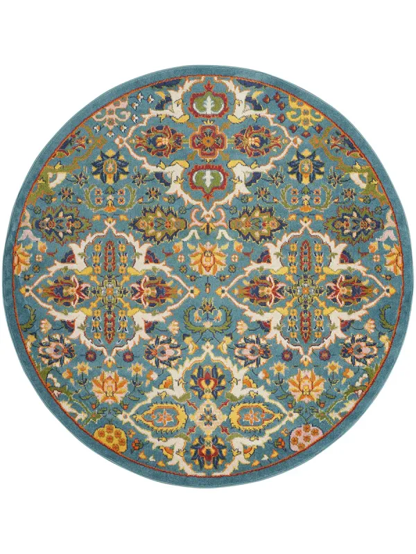 Allur ALR03 Turquoise/Ivory 7’10” x Round Rug