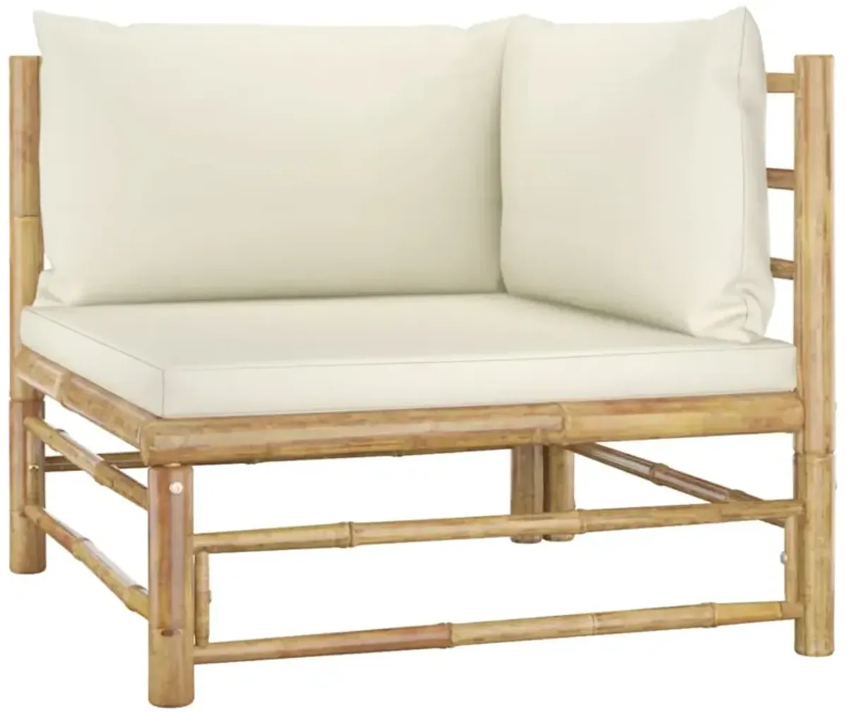 vidaXL 12 Piece Garden Lounge Set with Cream White Cushions Bamboo