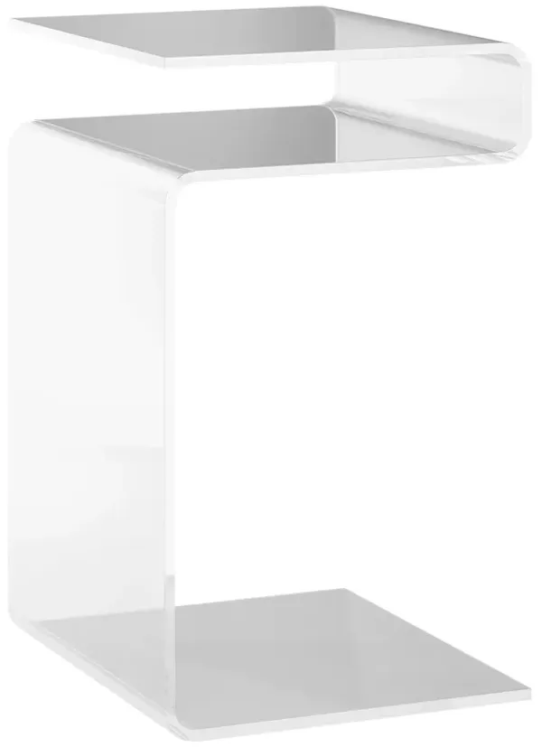 HOMCOM 2-Tier Acrylic Side Table, Modern S-Shaped End Table for Small Spaces, Home Decor Display, 14.25" x 16.25" x 23", Clear
