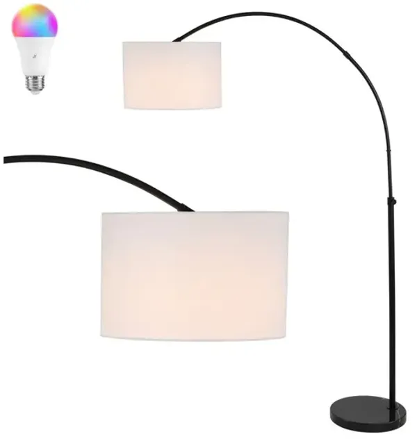 Collier Industrial Vintage Head-and-Height-Adjustable Iron LED Arc Floor Lamp with Smart Bulb