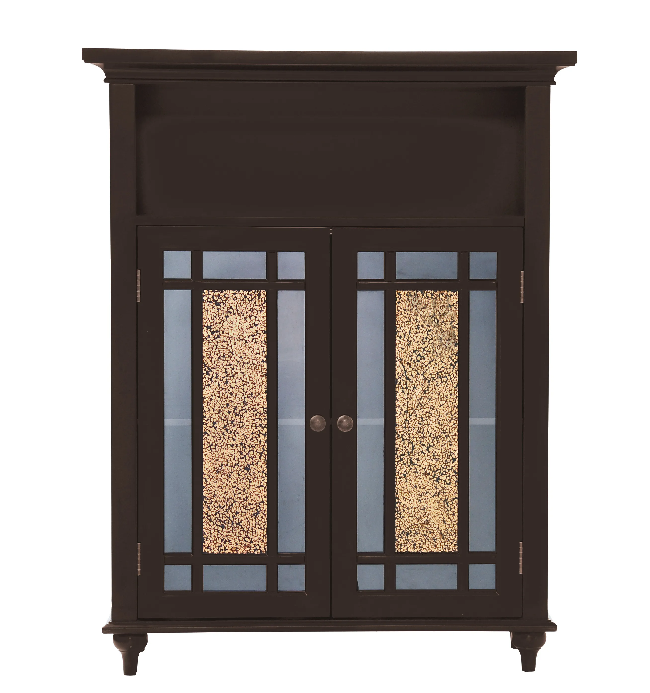 Teamson Home Windsor Wooden Floor Cabinet with Glass Mosaic Doors, Dark Espresso