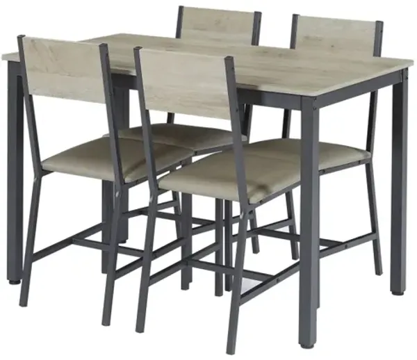 Dining Set For 5 Kitchen Table With 4 Upholstered Chairs, Grey, 47.2" L X 27.6" W X 29.7"