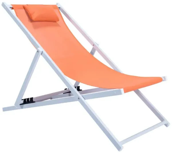 LeisureMod Sunset Outdoor Sling Lounge Chair With Headrest