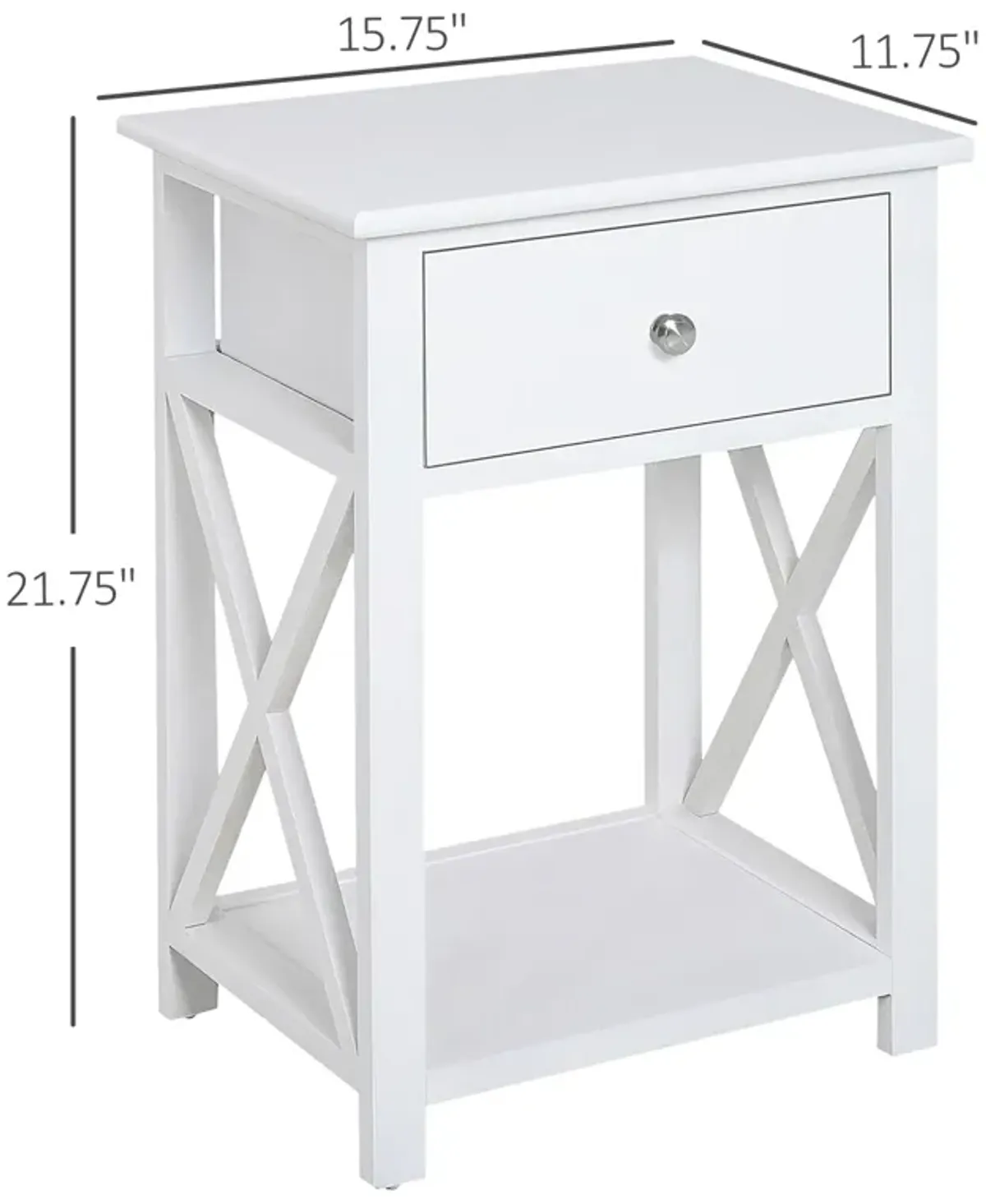 Minimalist Accent Piece: Flat White Modern Table with Drawer and Shelf