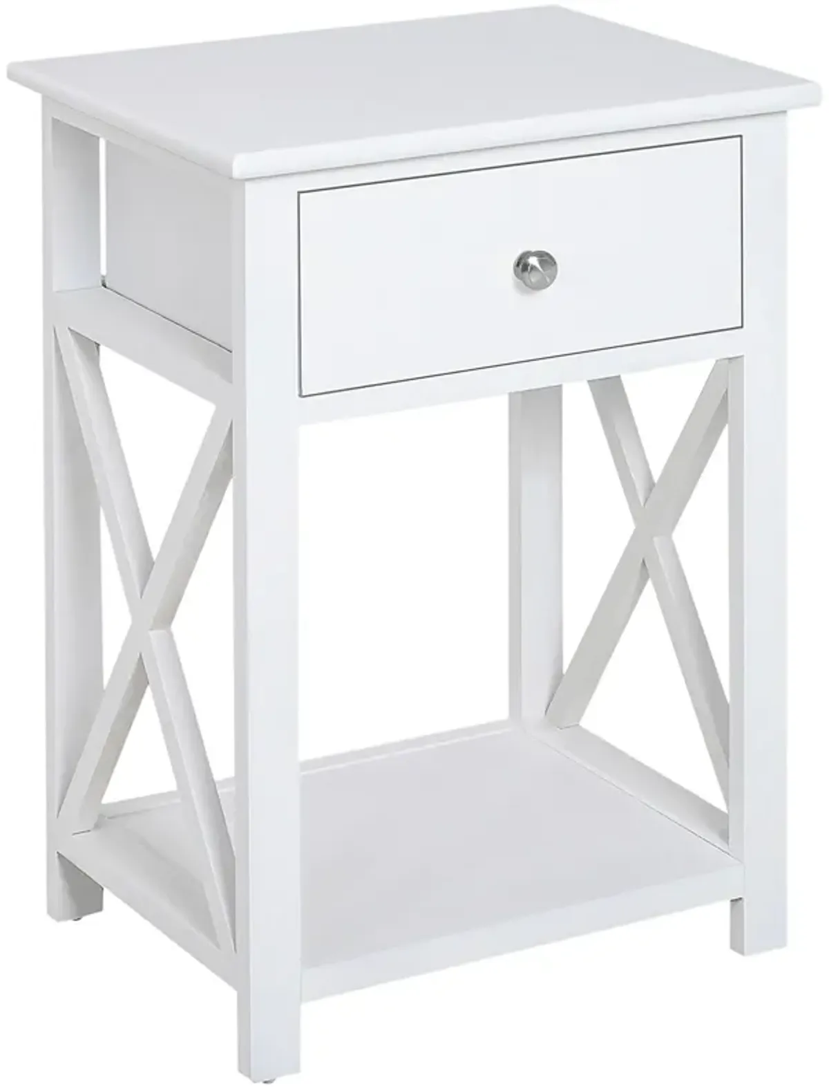 Minimalist Accent Piece: Flat White Modern Table with Drawer and Shelf