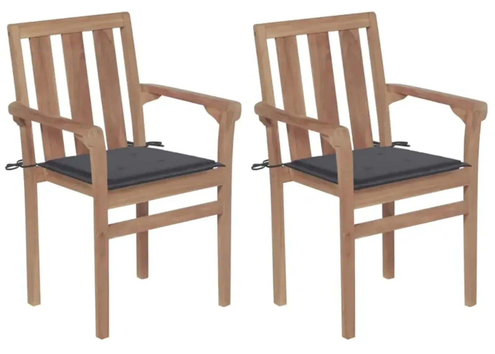 vidaXL Garden Chairs 2 pcs with Anthracite Cushions Solid Teak Wood