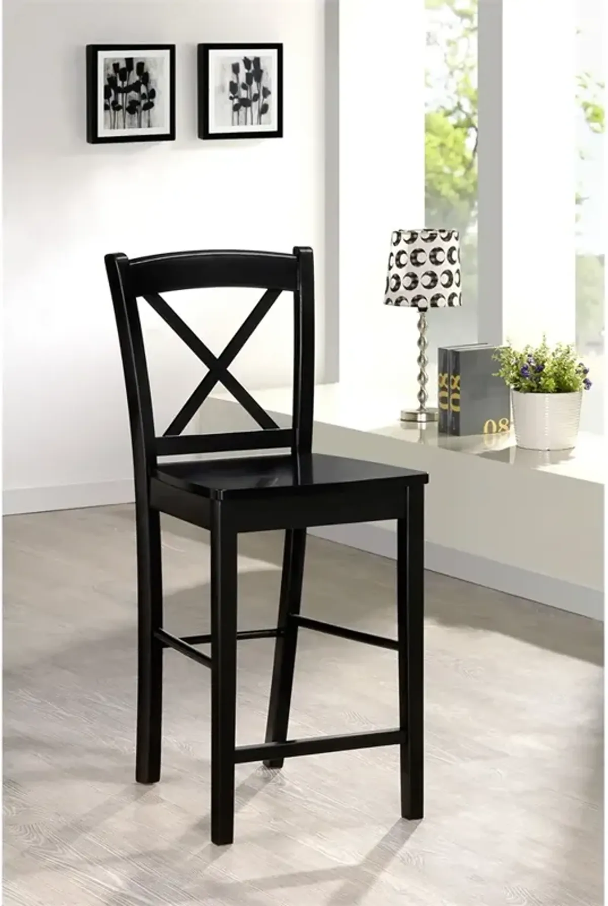 Linon Black 30 In X Back Bar Stool