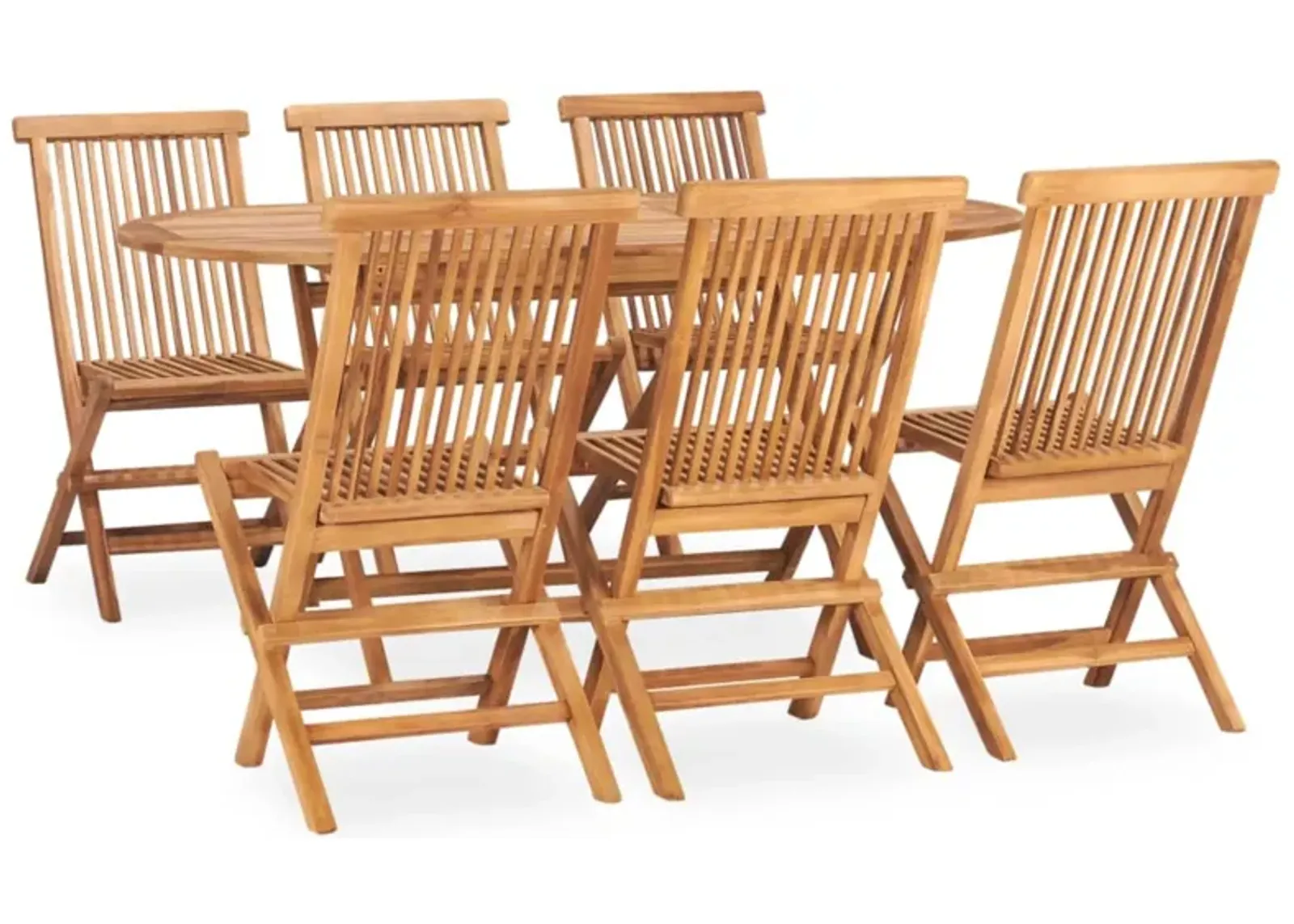 vidaXL 7 Piece Folding Outdoor Dining Set Solid Teak Wood