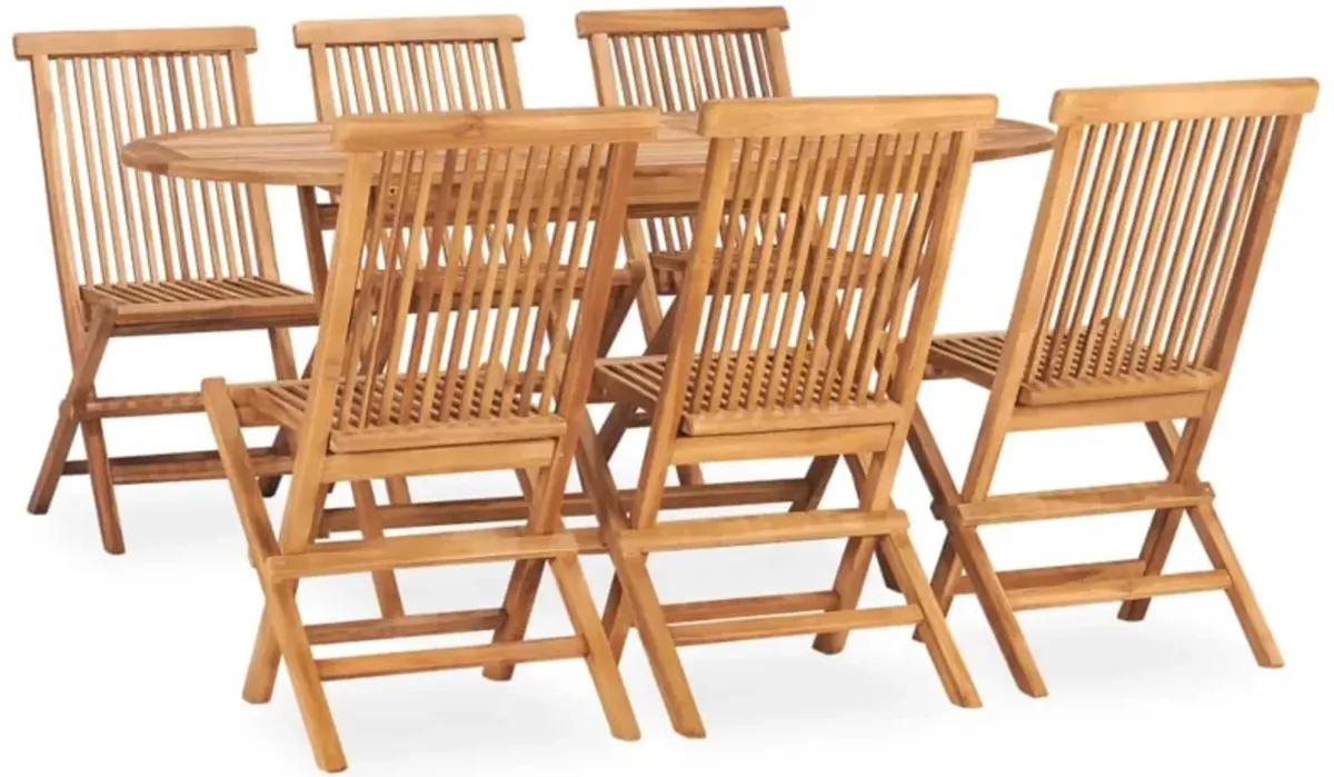 vidaXL 7 Piece Folding Outdoor Dining Set Solid Teak Wood