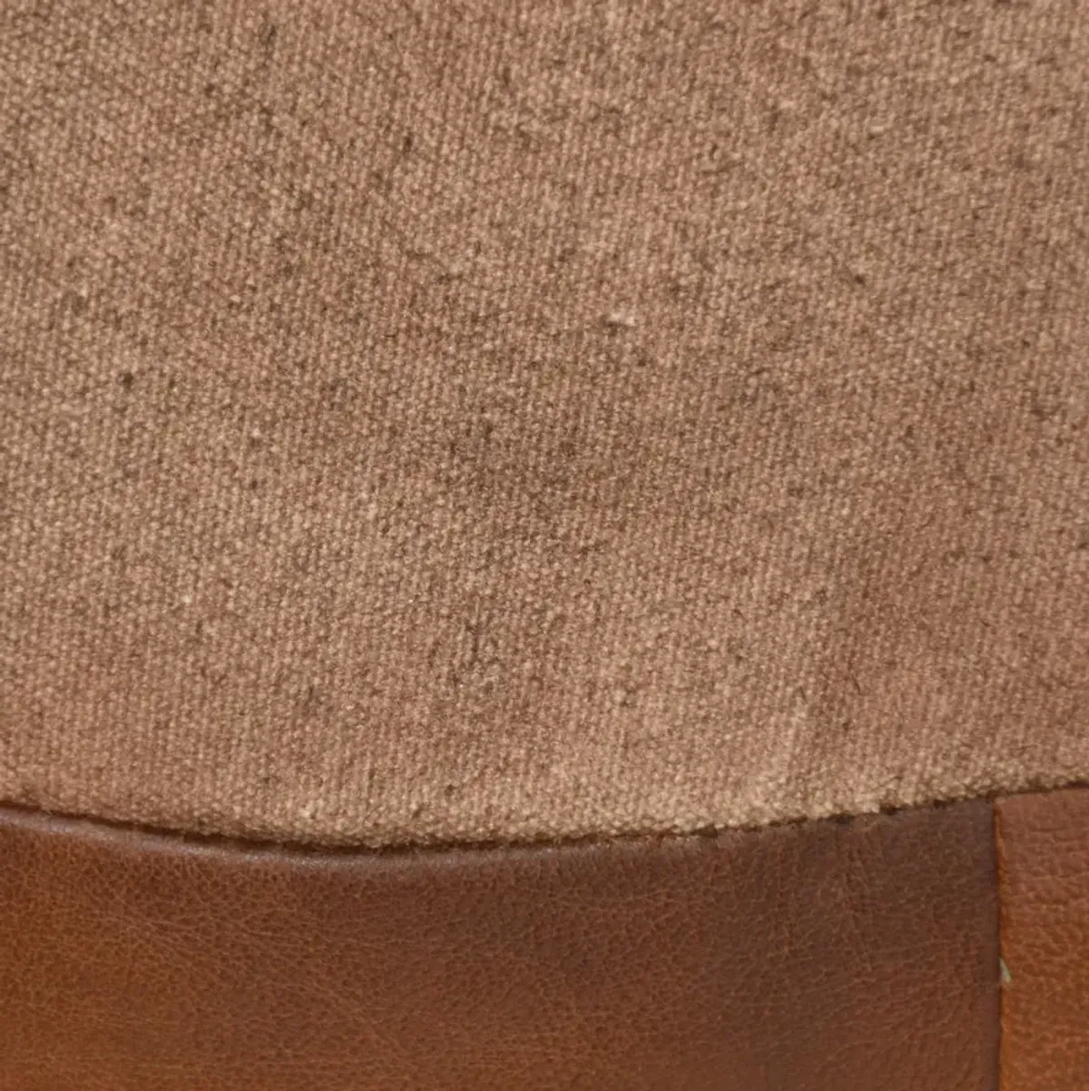 Geometric Handmade Leather Round Pouf 16"x16"x16" (Recycled Foam with Fibre Fill) Cognac Color BBBACPF39 BBH Homes