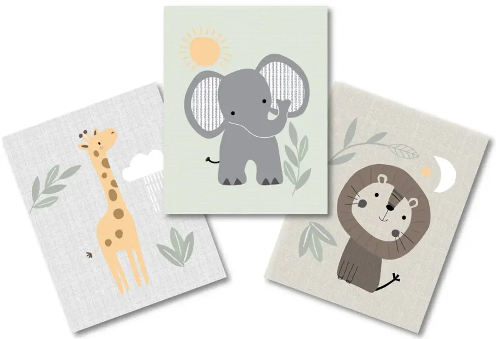 Lambs & Ivy Jungle Story 3-Piece Safari Animals Unframed Nursery Wall Art Decor