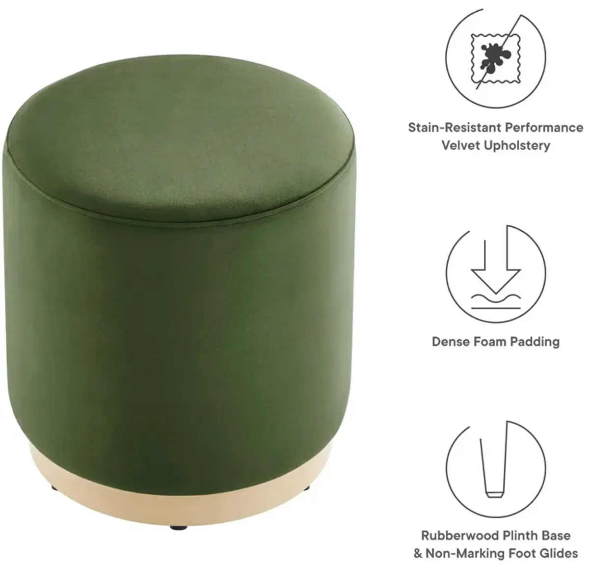 Tilden 16" Round Performance Velvet Upholstered Ottoman