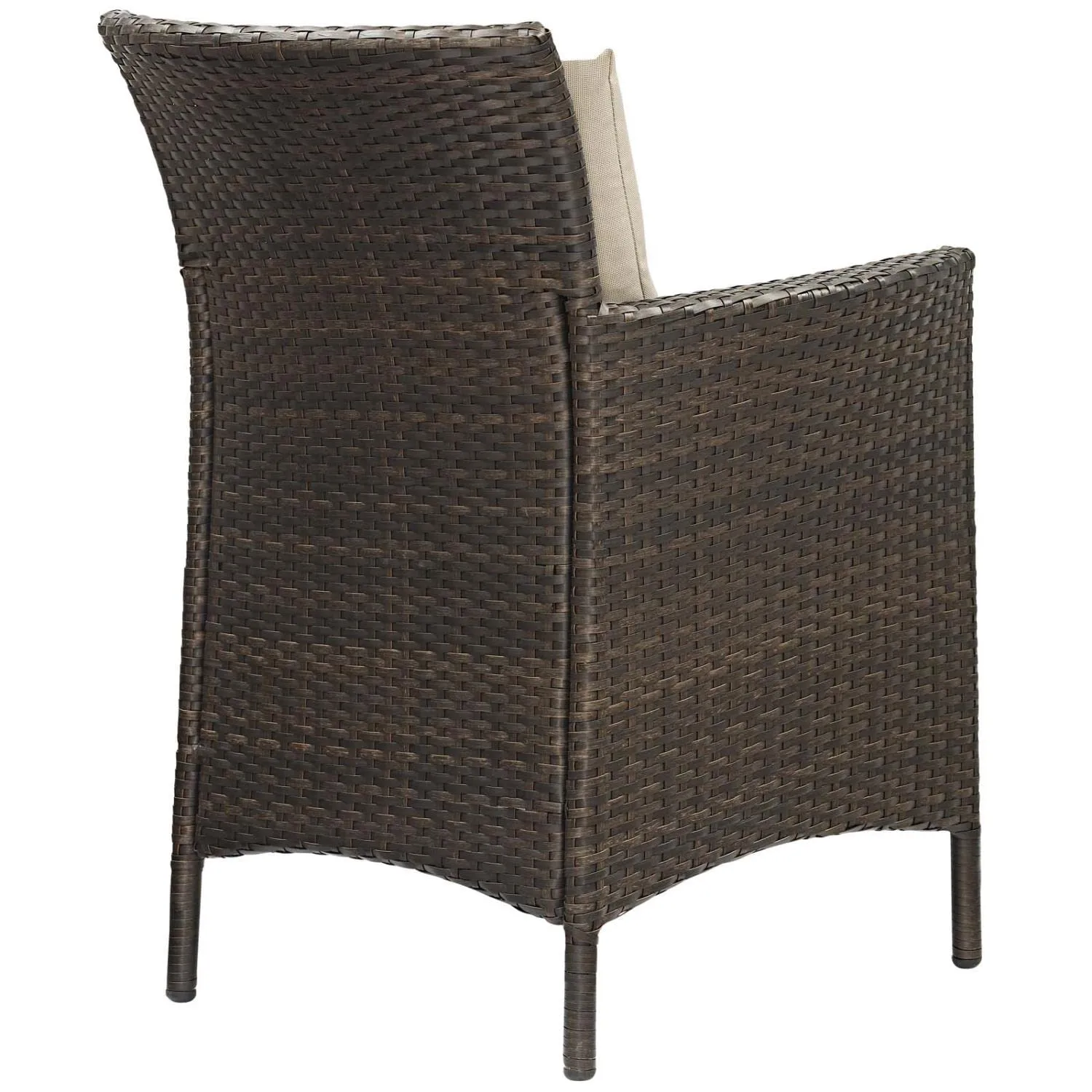 Modway EEI-4031-BRN-BEI Conduit Outdoor Patio Wicker Rattan Dining Armchair Set of 4, Brown Beige