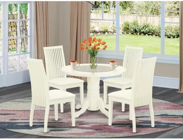 East West Furniture Dining Room Set Linen White, SHIP5-WHI-C