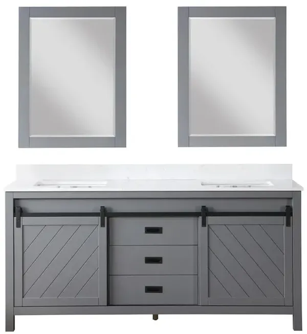 Altair 72 Double Bathroom Vanity Set in Gray with Mirror