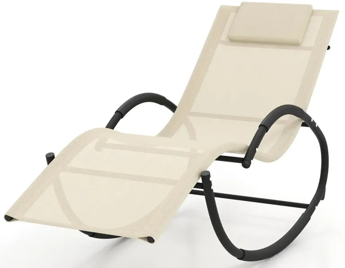 Outdoor Rocking Lounge Chair with Removable Headrest