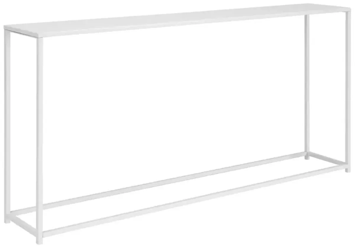 Eme 56 Inch Console Table, Rectangular Top, White Finish Metal Frame  - Benzara