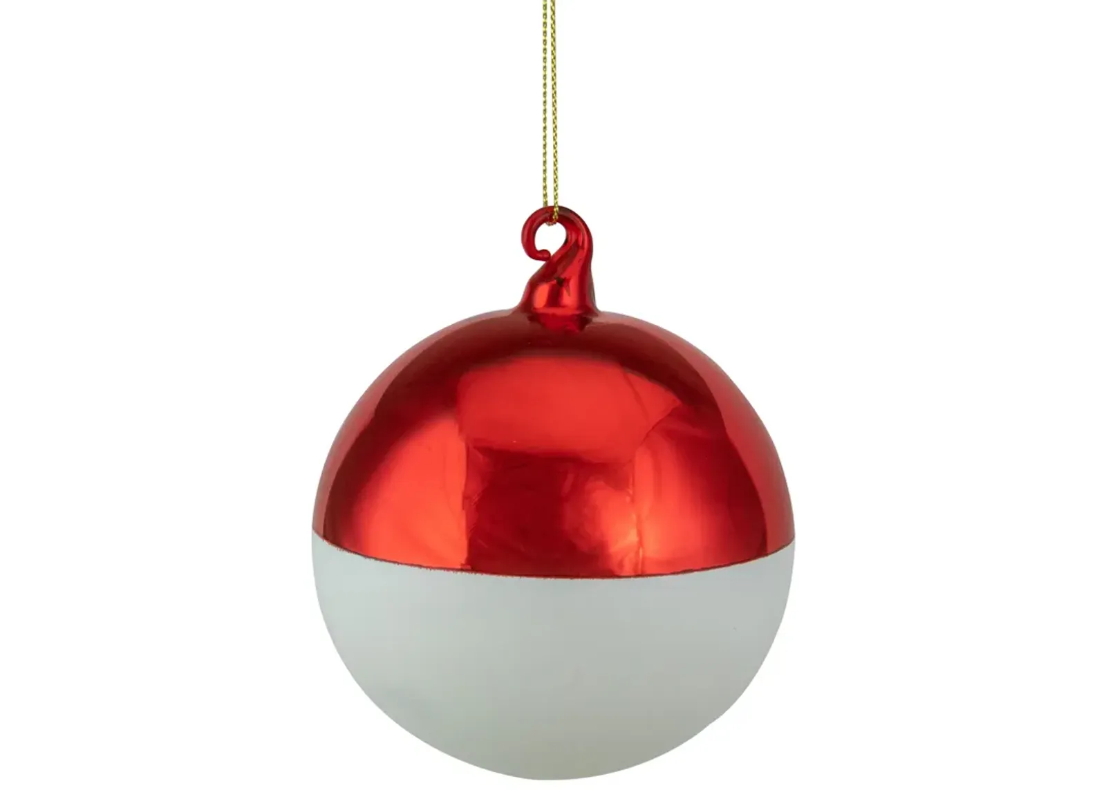 3.5" Shiny Red and Matte White Glass Christmas Ball Ornament